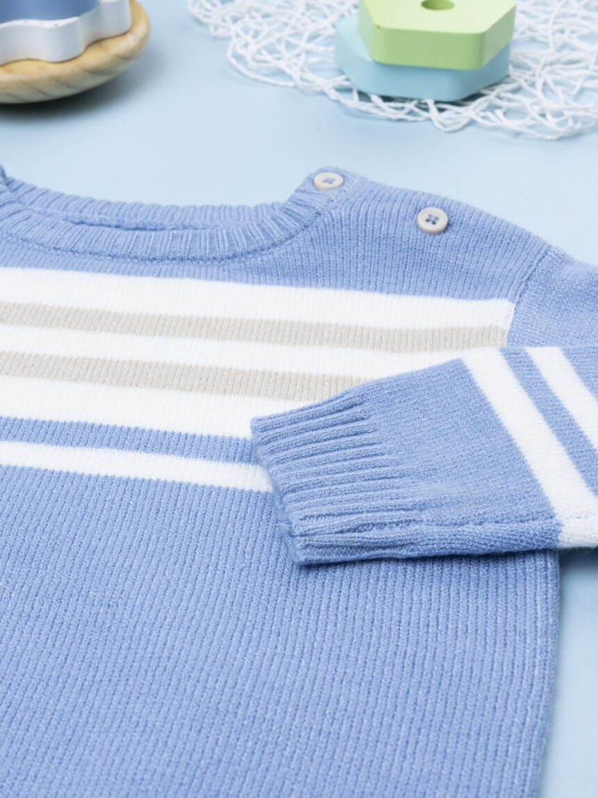 βρεφικό πουλόβερ γαλάζιο ριγέ για αγόρι - Prénatal