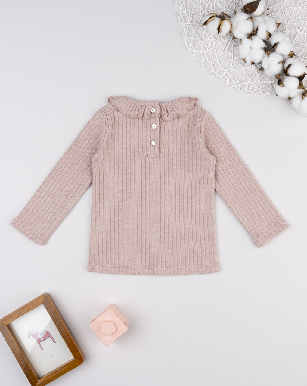 βρεφική μπλούζα ροζ ριμπ για κορίτσι - Prénatal