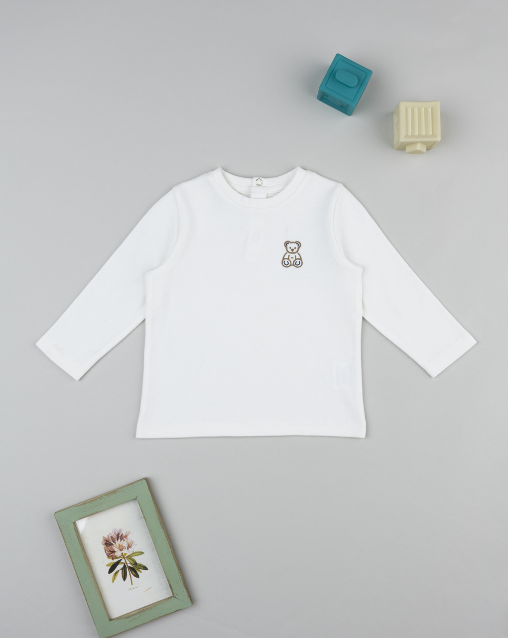 βρεφική μπλούζα λευκή με αρκουδάκι για αγόρι