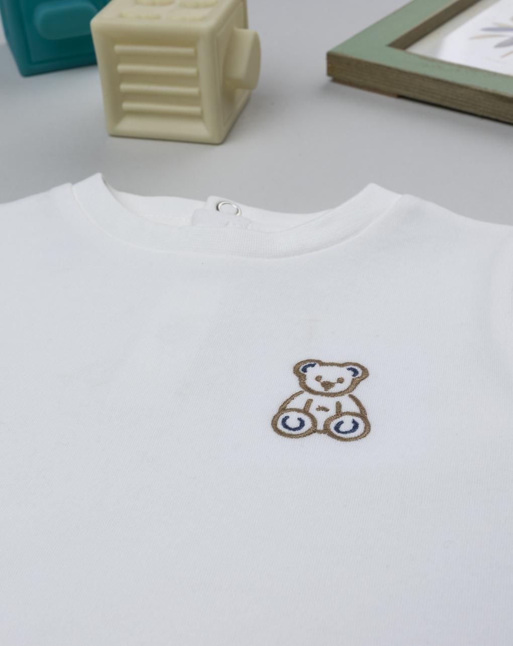 βρεφική μπλούζα λευκή με αρκουδάκι για αγόρι - Prénatal