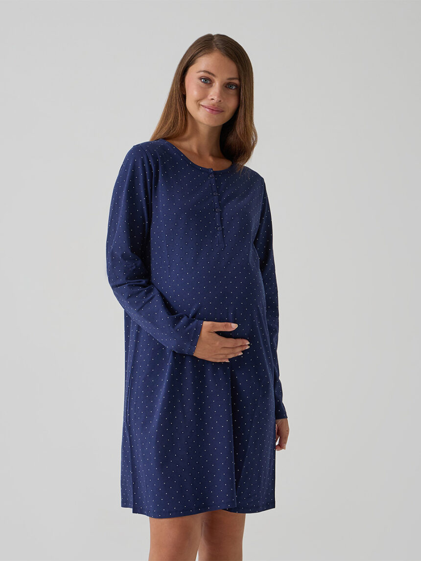 γυναικείο νυχτικό εγκυμοσύνης/θηλασμού μπλε πουά - Prénatal