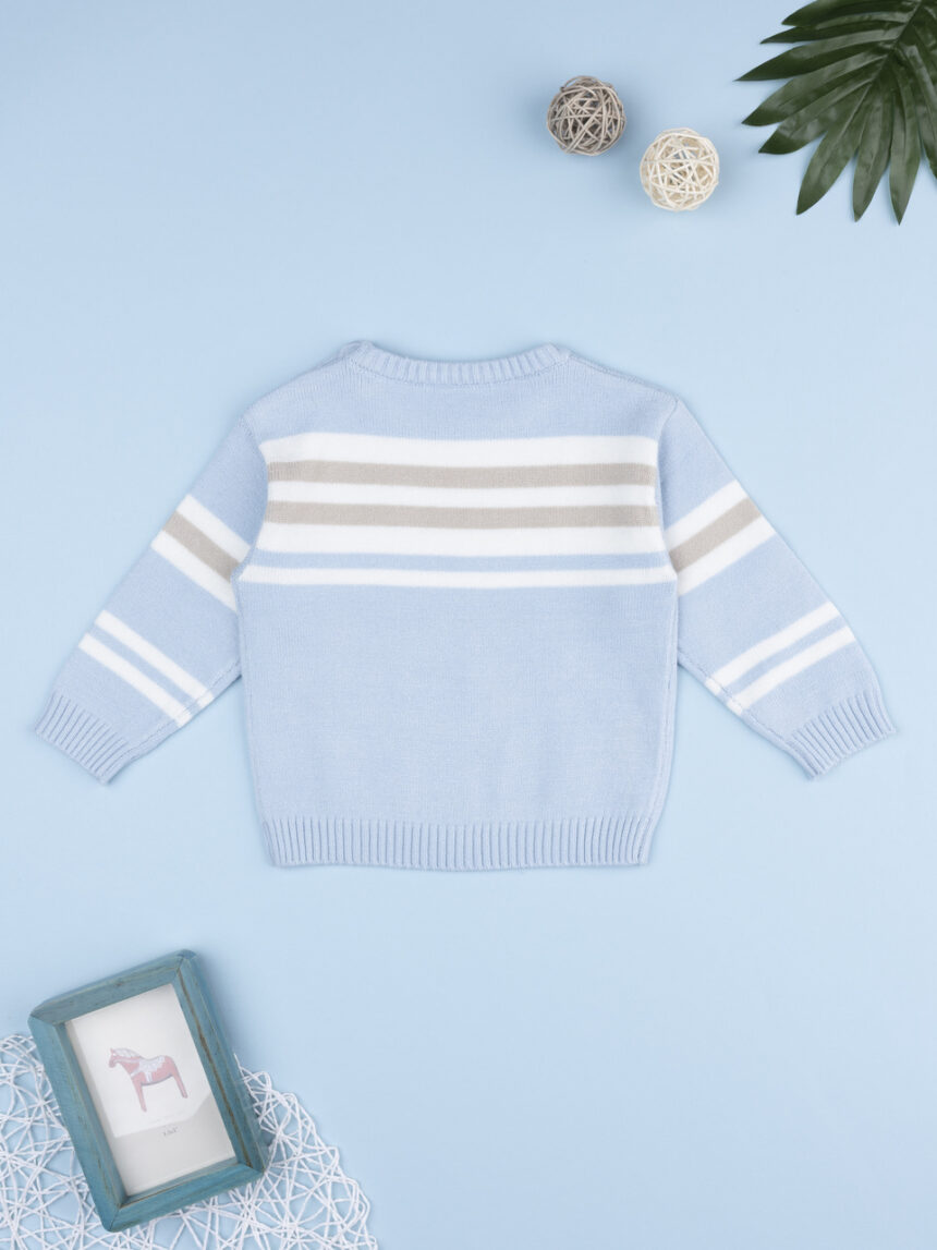 βρεφικό πουλόβερ γαλάζιο ριγέ για αγόρι - Prénatal