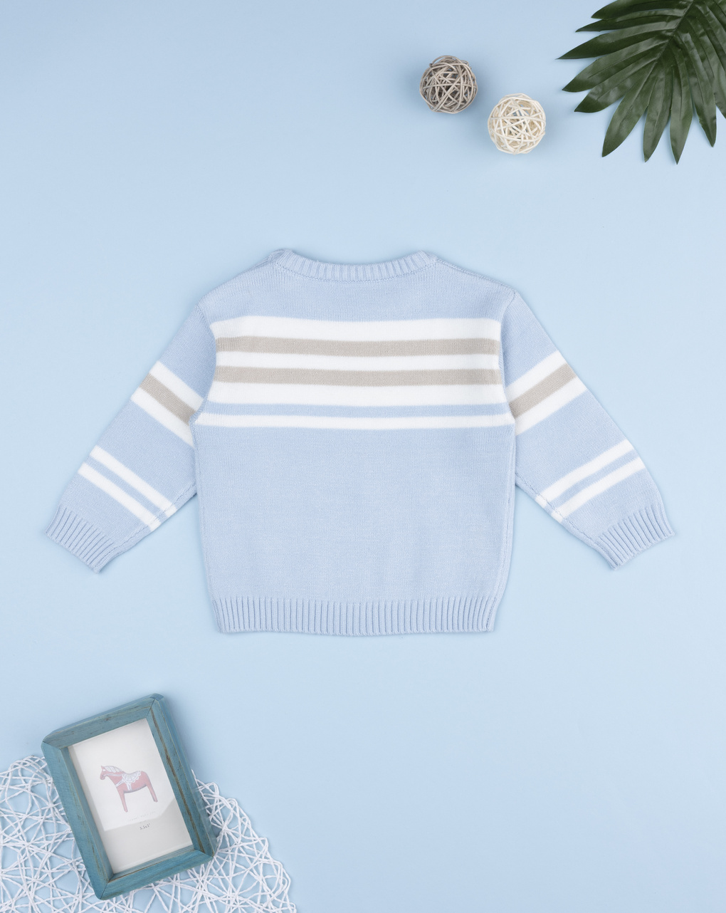 βρεφικό πουλόβερ γαλάζιο ριγέ για αγόρι - Prénatal
