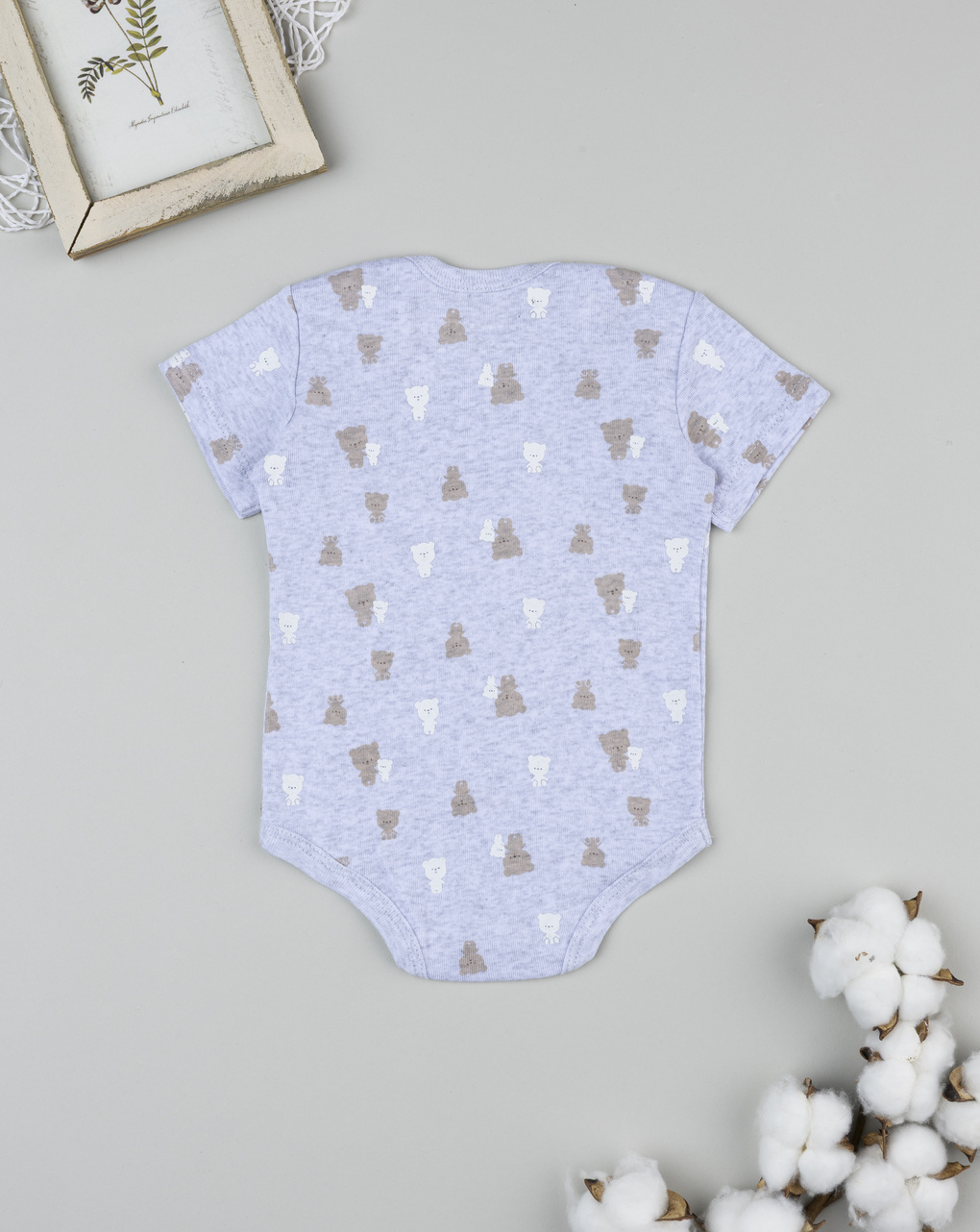 βρεφικό κορμάκι γκρι με αρκουδάκια για αγόρι - Prénatal