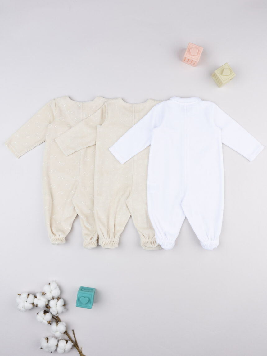 βρεφικά φορμάκια σενίλ με πουλάκια πακέτο x3 για κορίτσι - Prénatal