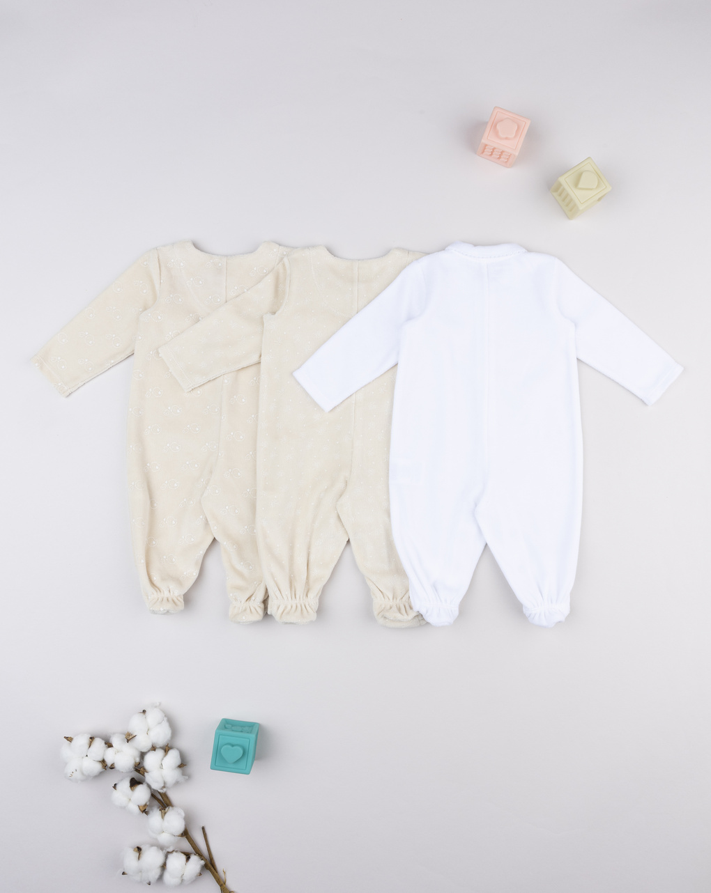 βρεφικά φορμάκια σενίλ με πουλάκια πακέτο x3 για κορίτσι - Prénatal