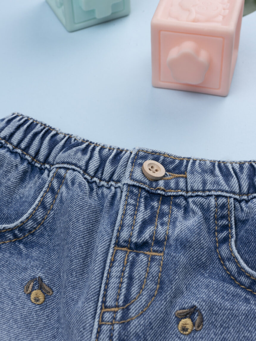 βρεφικό τζιν παντελόνι μπλε φλοράλ για κορίτσι - Prénatal