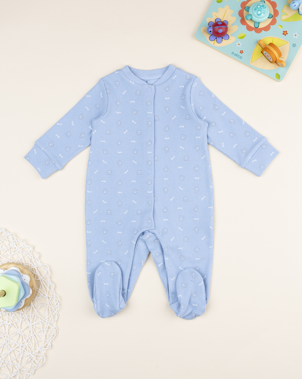 βρεφικό φορμάκι γαλάζιο με αρκουδάκια για αγόρι
