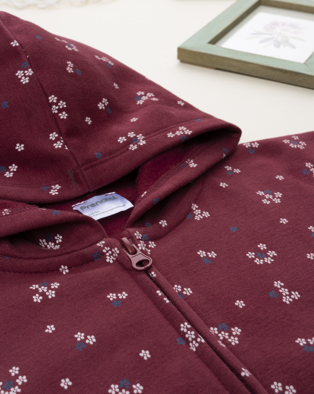 παιδική ζακέτα φούτερ μπορντώ φλοράλ για κορίτσι - Prénatal