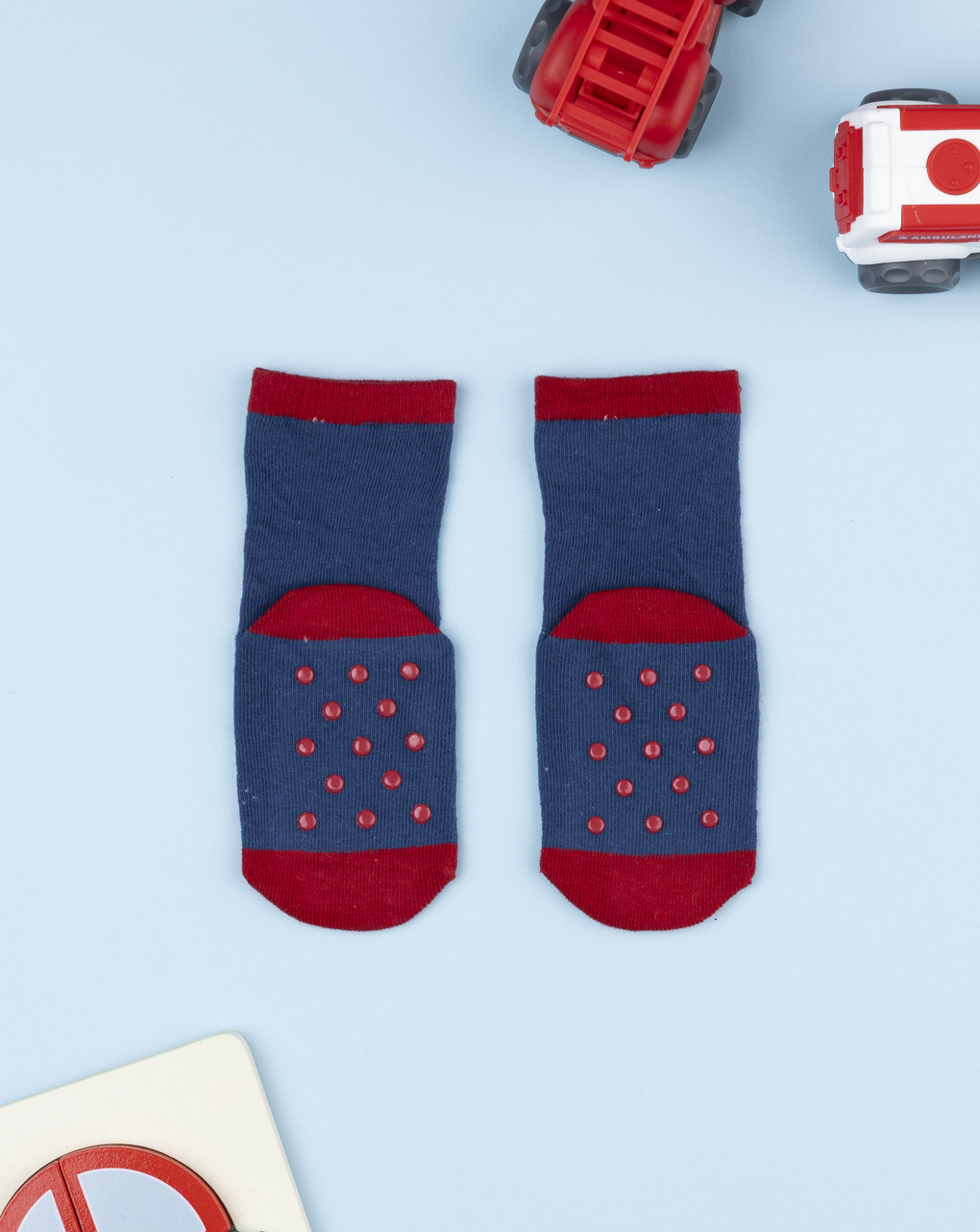 βρεφικές αντιολισθητικές κάλτσες με εκσκαφεά για αγόρι - Prénatal