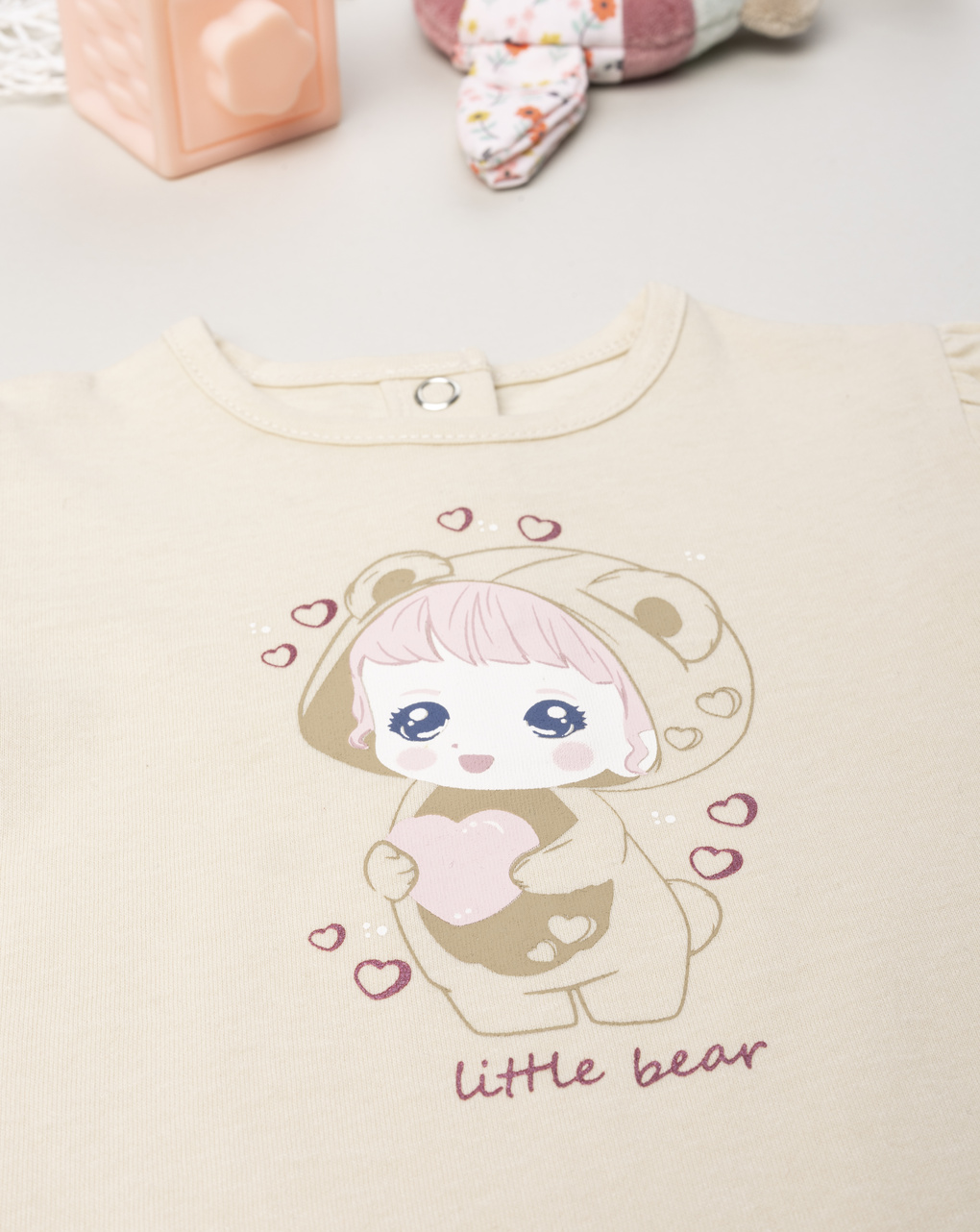 βρεφική μπλούζα μπεζ little bear για κορίτσι - Prénatal