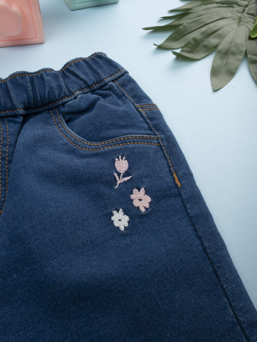 βρεφικό τζιν παντελόνι καμπάνα με λουλούδια για κορίτσι - Prénatal