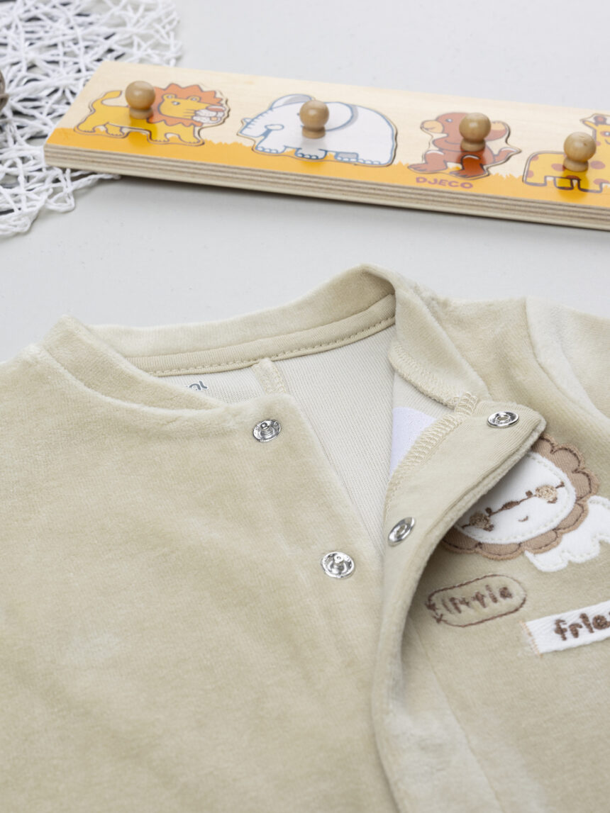 βρεφικό φορμάκι λαδί σενίλ lion για αγόρι - Prénatal