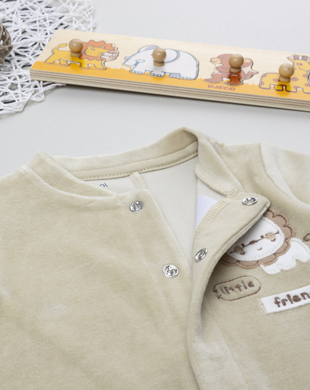 βρεφικό φορμάκι λαδί σενίλ lion για αγόρι - Prénatal