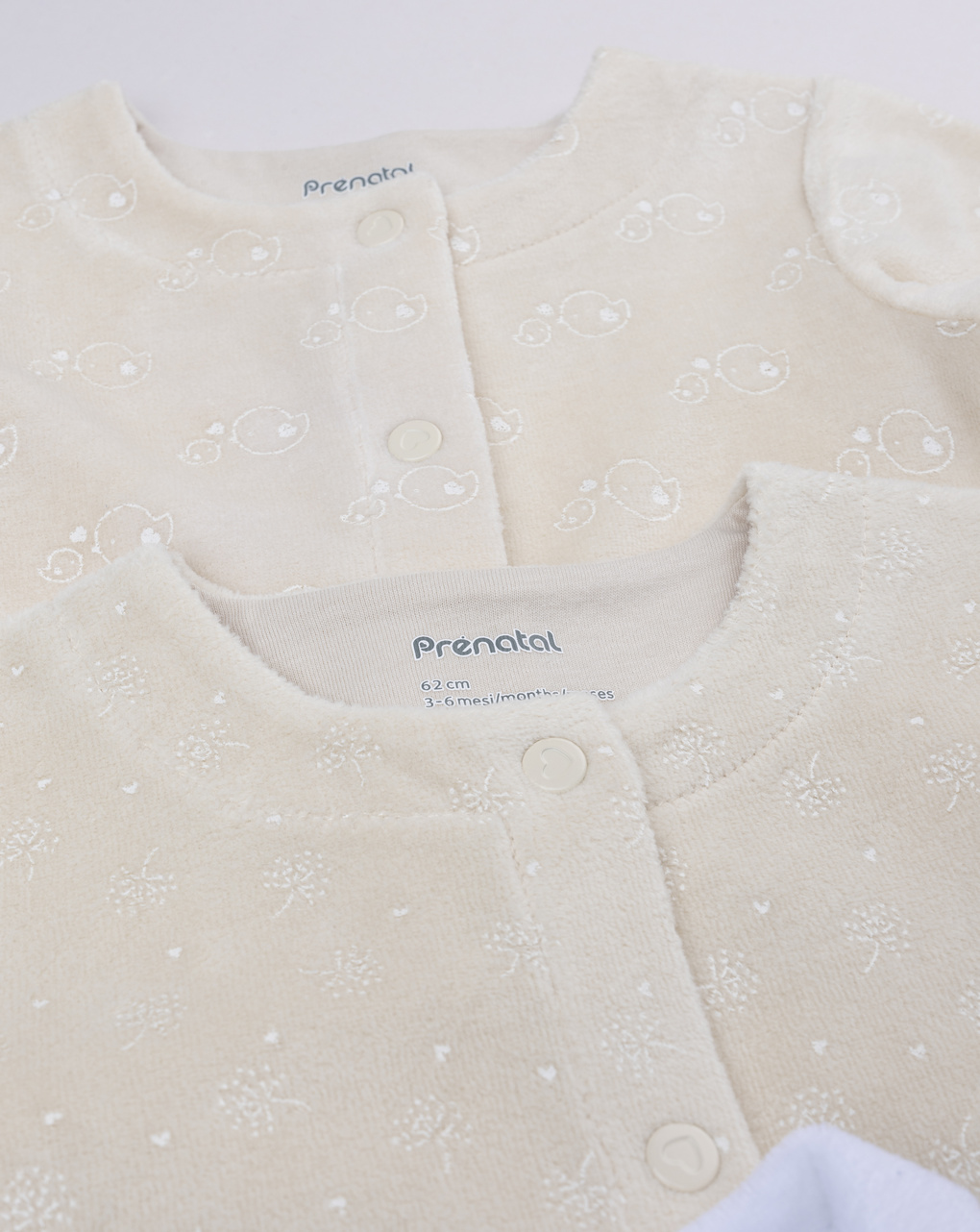 βρεφικά φορμάκια σενίλ με πουλάκια πακέτο x3 για κορίτσι - Prénatal