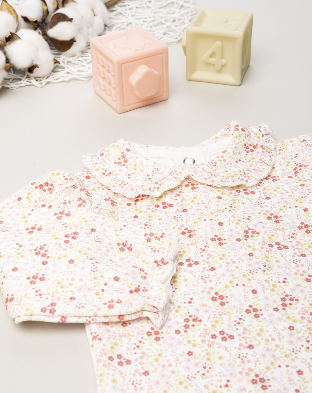 βρεφικό κορμάκι λευκό φλοράλ για κορίτσι - Prénatal