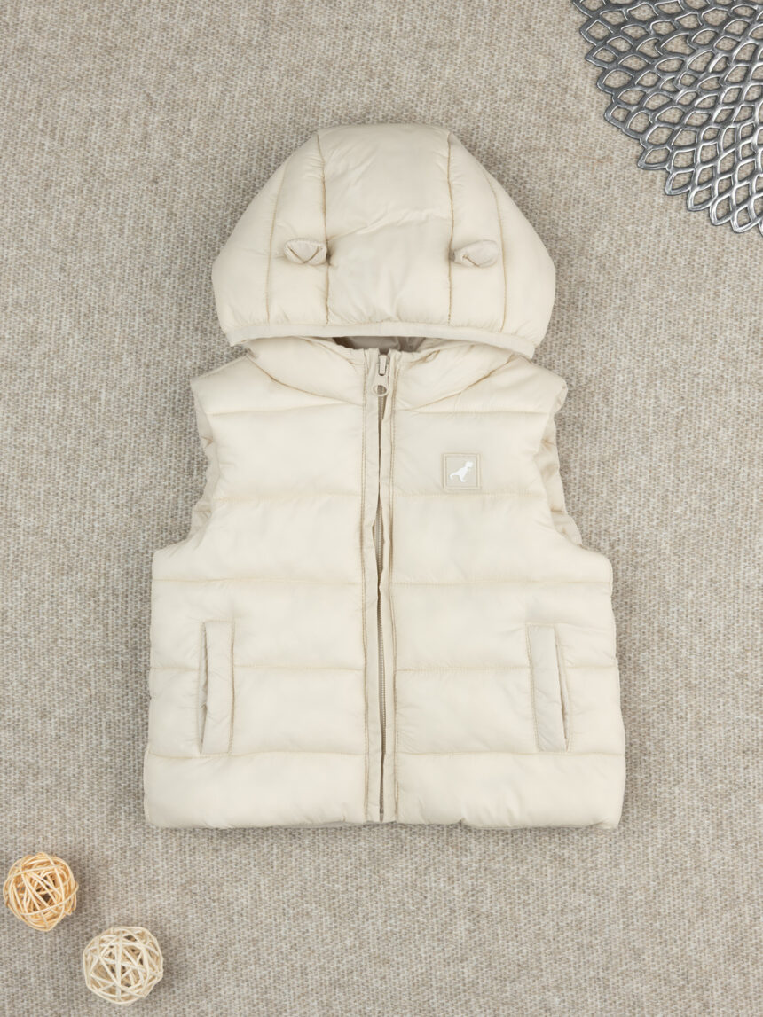 βρεφικό αμάνικο μπουφάν puffer κρεμ dino για αγόρι - Prénatal