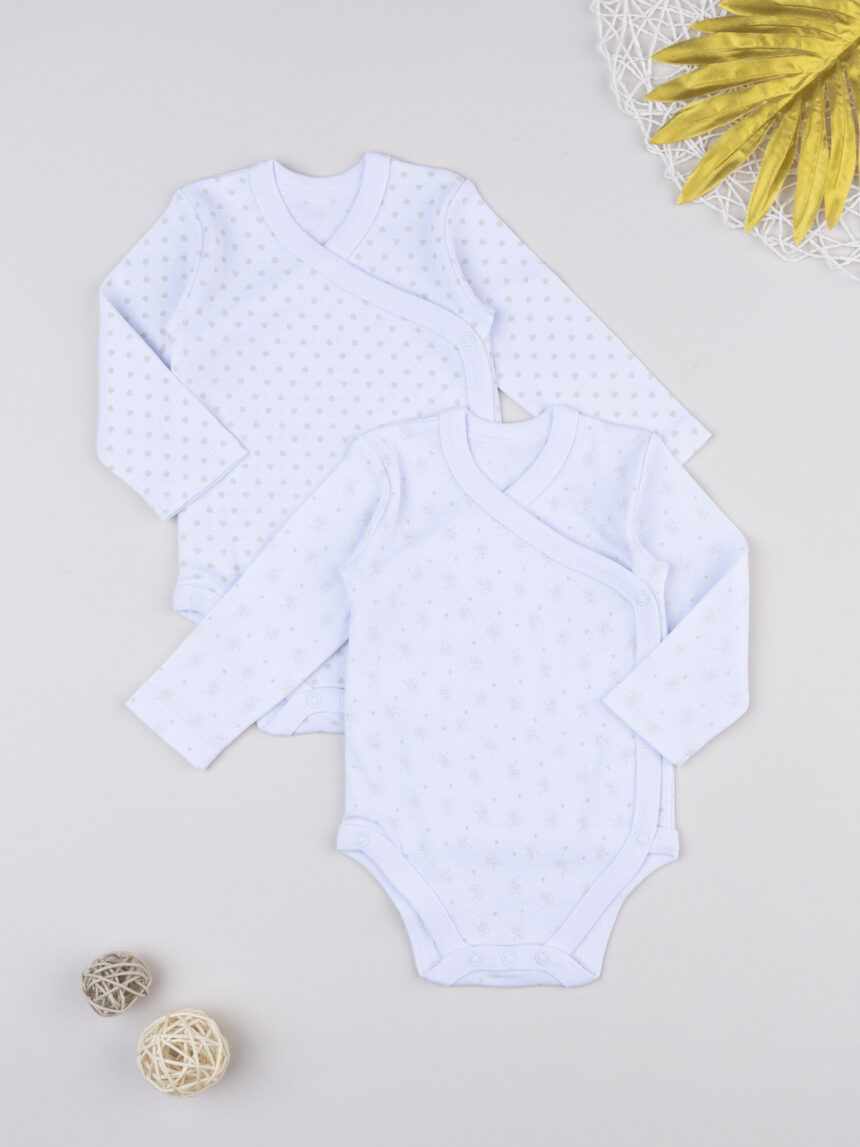 βρεφικά κορμάκια λευκά με καρδούλες πακέτο x2 για κορίτσι - Prénatal