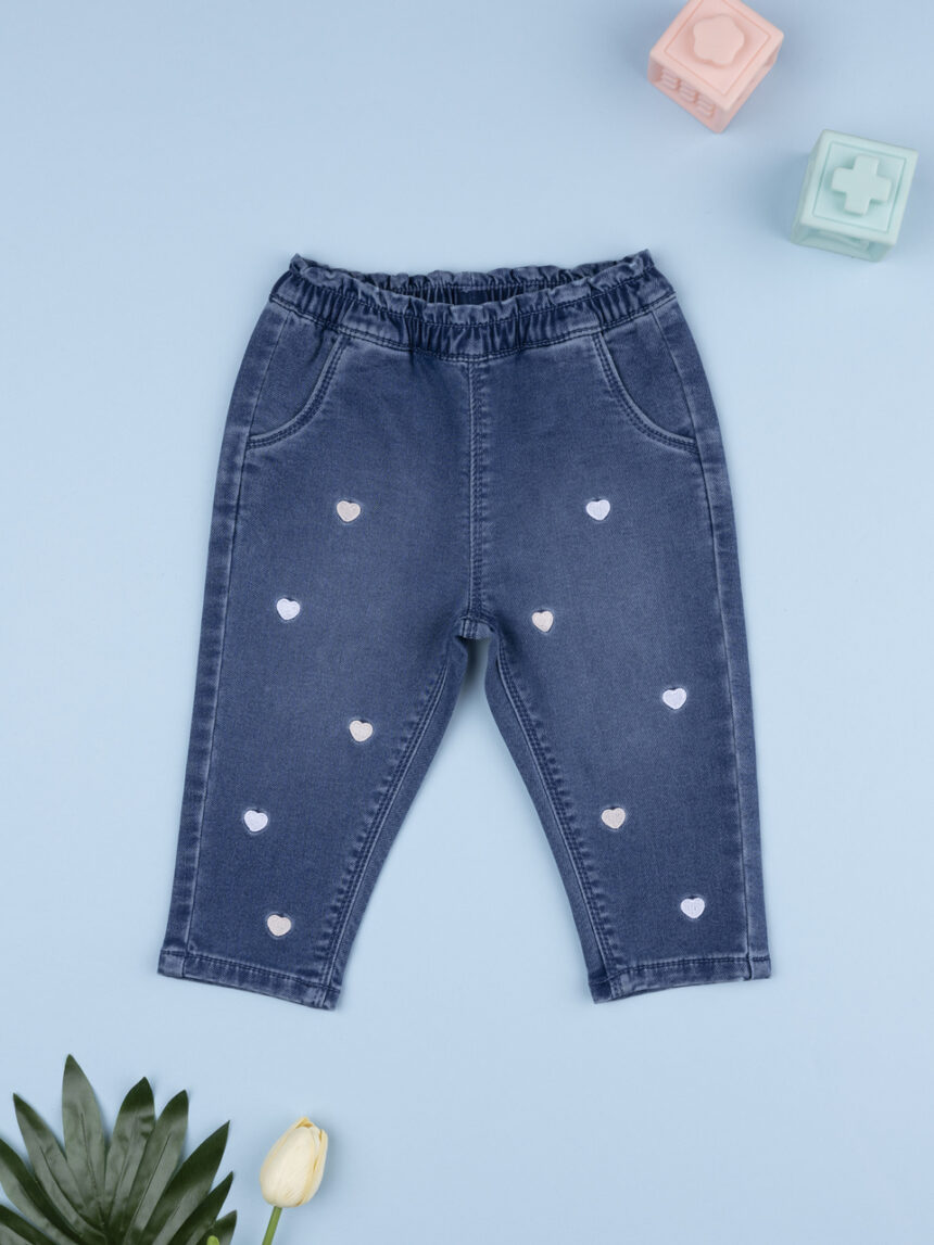 βρεφικό τζιν παντελόνι μπλε με καρδούλες για κορίτσι - Prénatal