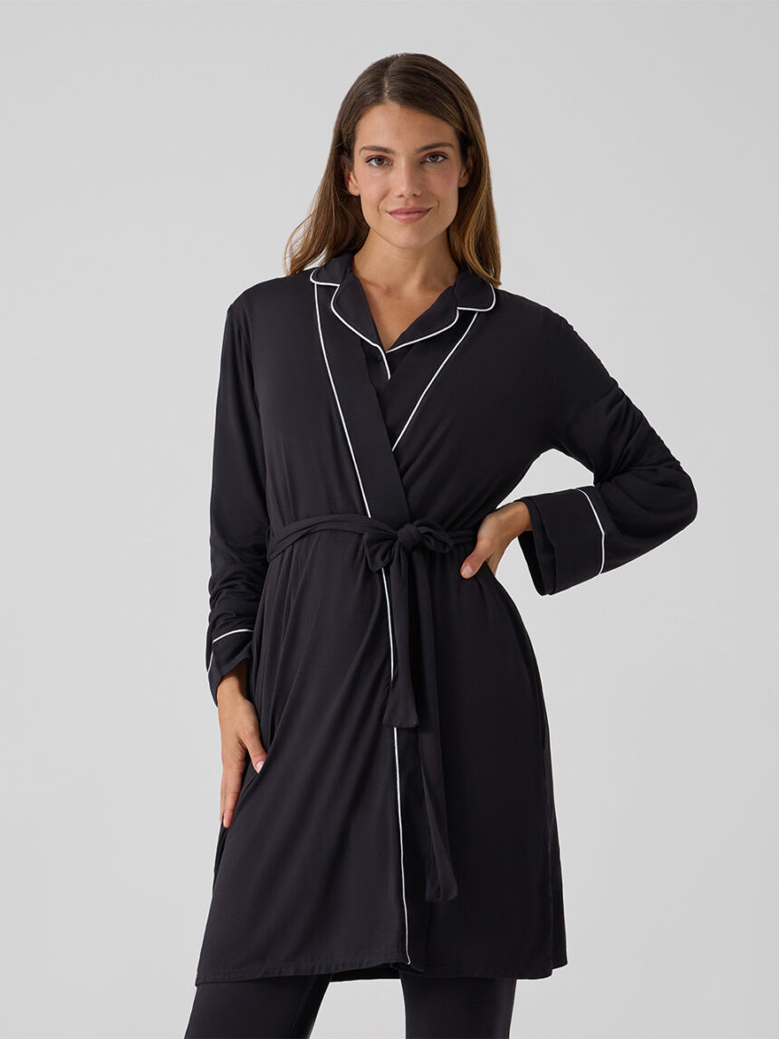 γυναικεία ρόμπα εγκυμοσύνης/θηλασμού μαύρη - Prénatal