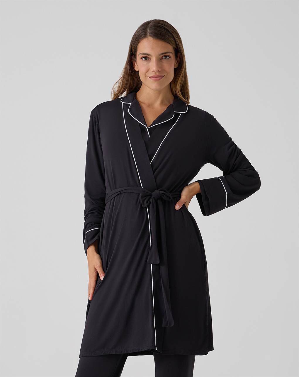 γυναικεία ρόμπα εγκυμοσύνης/θηλασμού μαύρη - Prénatal