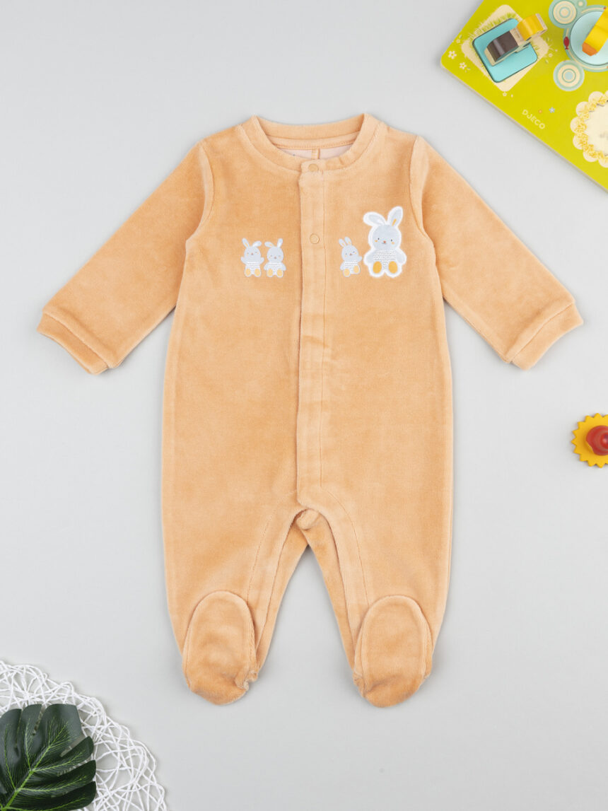 βρεφικό φορμάκι σενίλ πορτοκαλί baby smile unisex - Prénatal