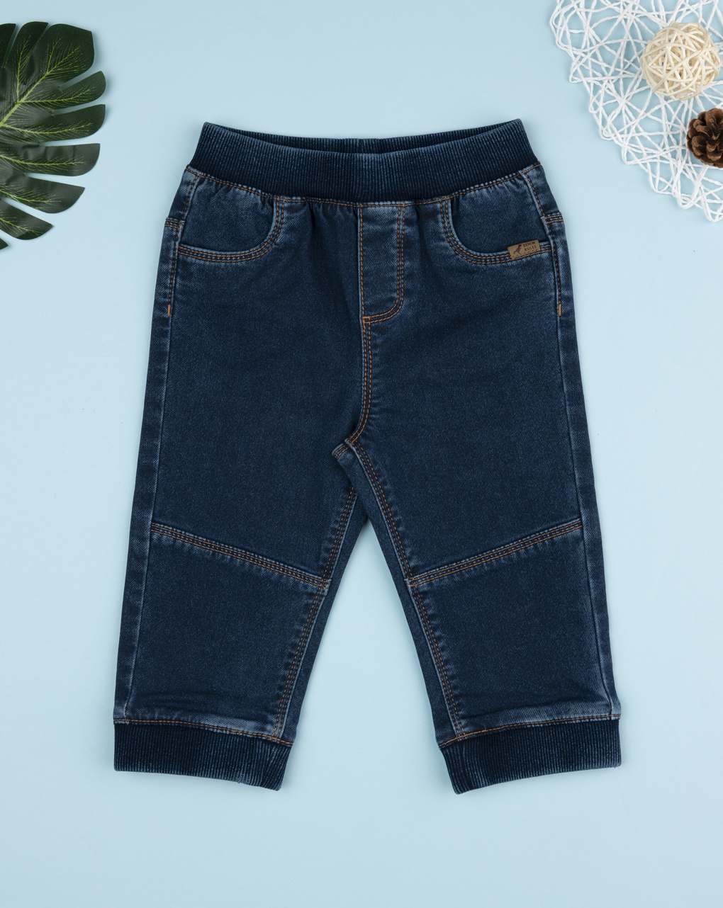 βρεφικό τζιν παντελόνι μπλε με λάστιχο για αγόρι