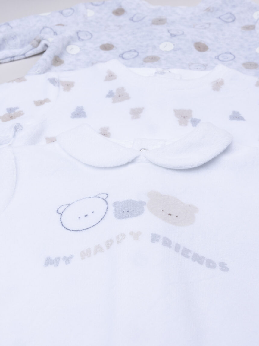 βρεφικά φορμάκια σενίλ με αρκουδάκια πακέτο x3 για αγόρι - Prénatal