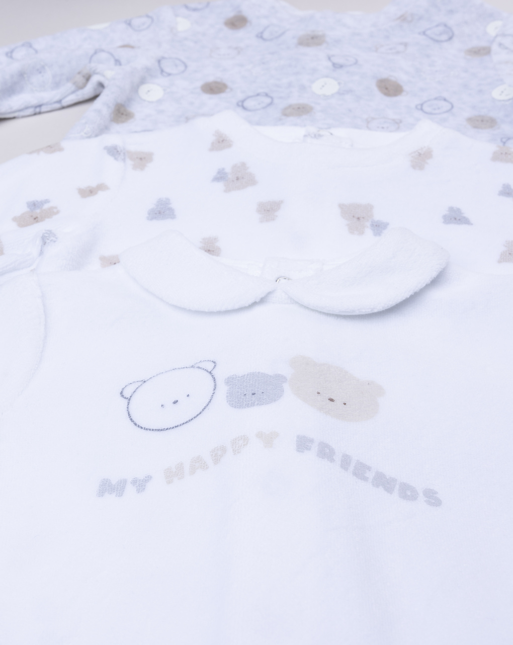 βρεφικά φορμάκια σενίλ με αρκουδάκια πακέτο x3 για αγόρι - Prénatal