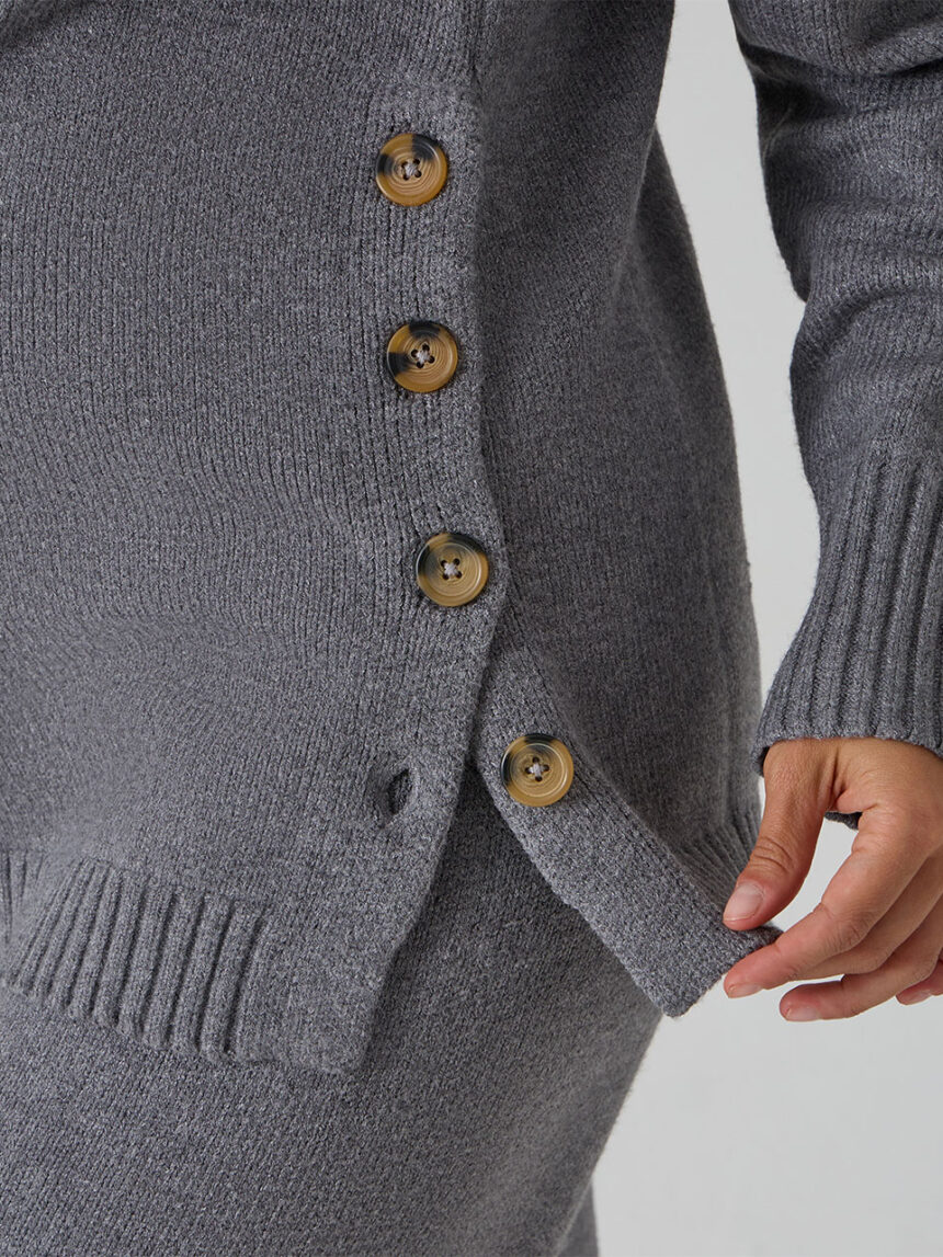 γυναικείο πουλόβερ εγκυμοσύνης/θηλασμού γκρι με κουμπιά - Prénatal