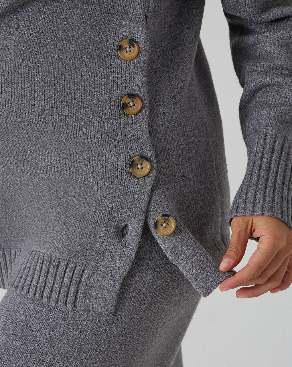 γυναικείο πουλόβερ εγκυμοσύνης/θηλασμού γκρι με κουμπιά - Prénatal