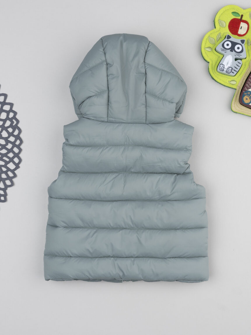 βρεφικό αμάνικο μπουφάν puffer λαδί dino για αγόρι - Prénatal