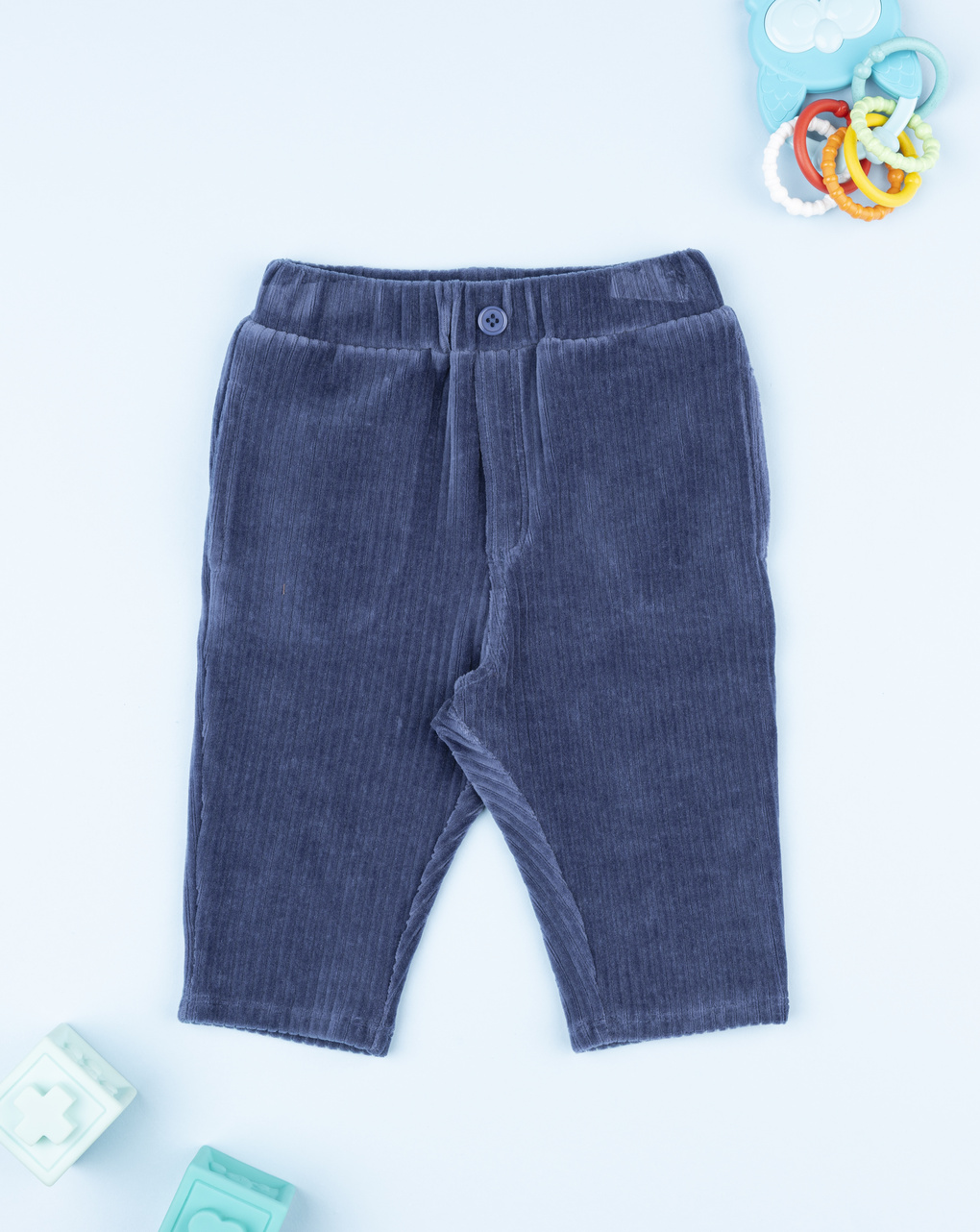 βρεφικό παντελόνι βελουτέ μπλε για αγόρι