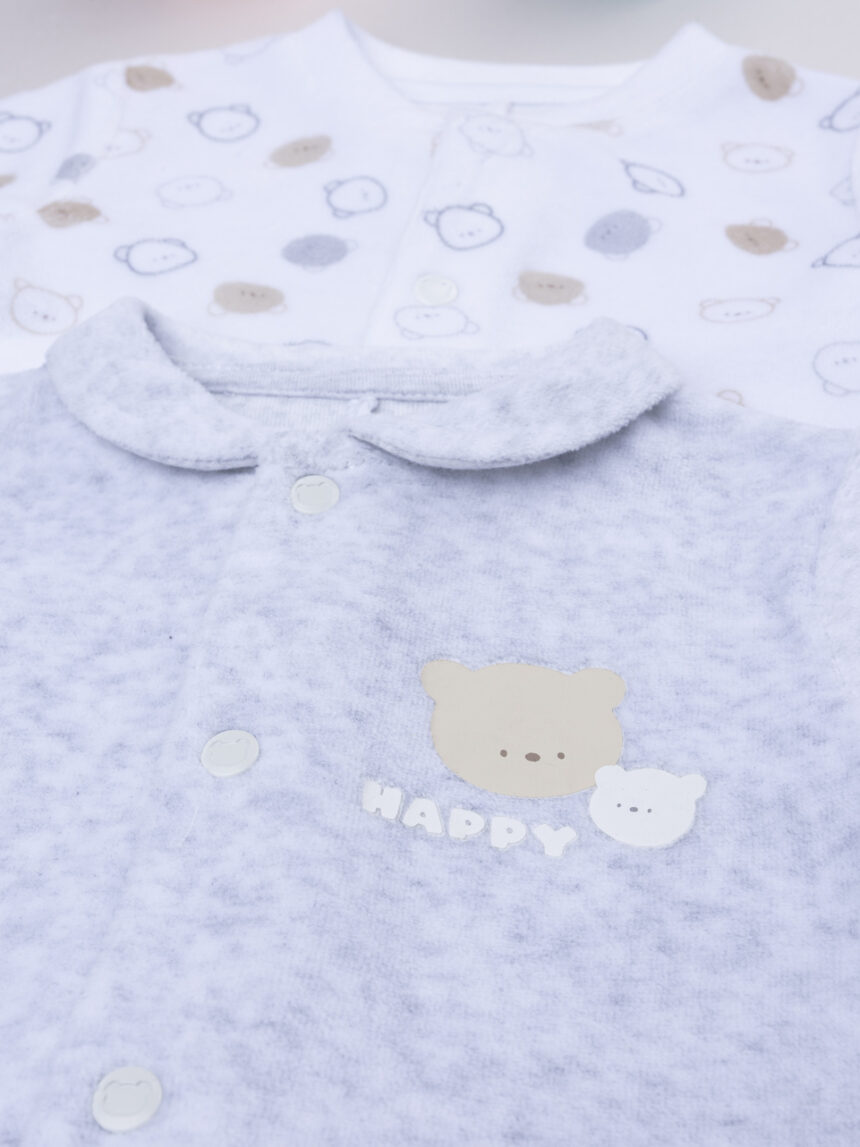 βρεφικά φορμάκια σενίλ με αρκουδάκια πακέτο x2 για αγόρι - Prénatal