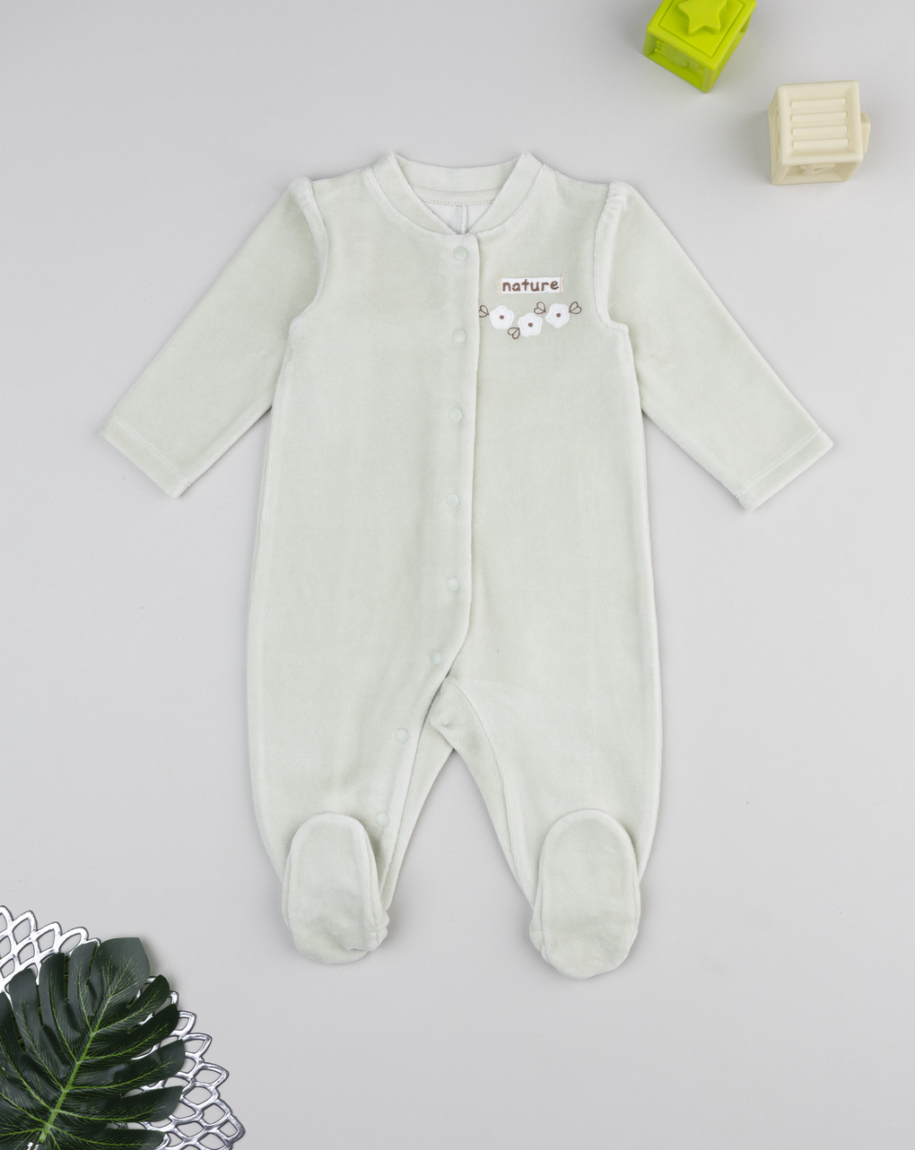 βρεφικό φορμάκι πράσινο σενίλ nature για κορίτσι