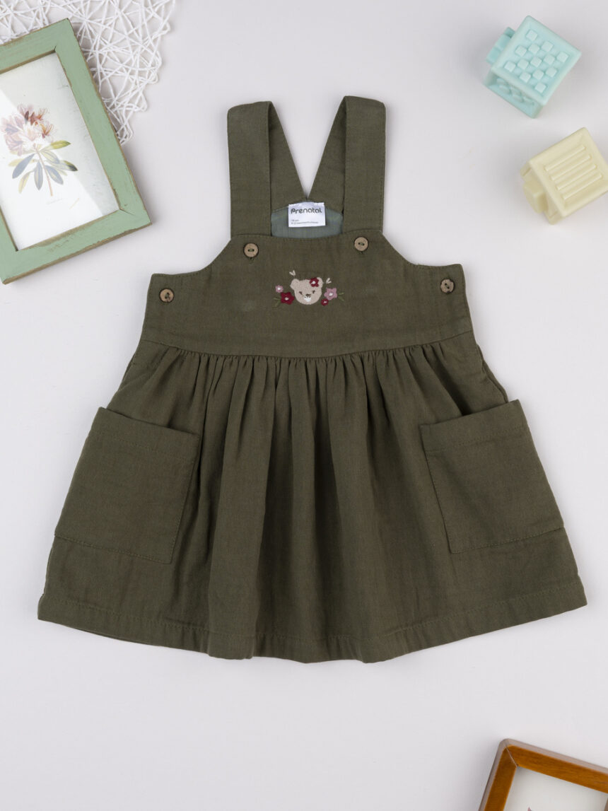 βρεφικό φόρεμα σαλοπέτα twill κυπαρισσί wood για κορίτσι - Prénatal