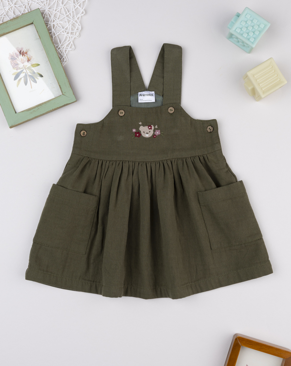 βρεφικό φόρεμα σαλοπέτα twill κυπαρισσί wood για κορίτσι