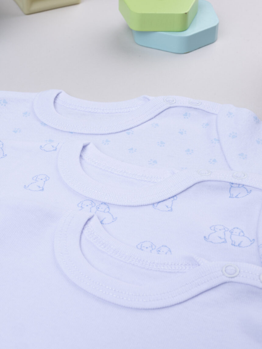 βρεφικά κορμάκια μπλε/λευκά με σκυλάκια πακέτο x5 για αγόρι - Prénatal