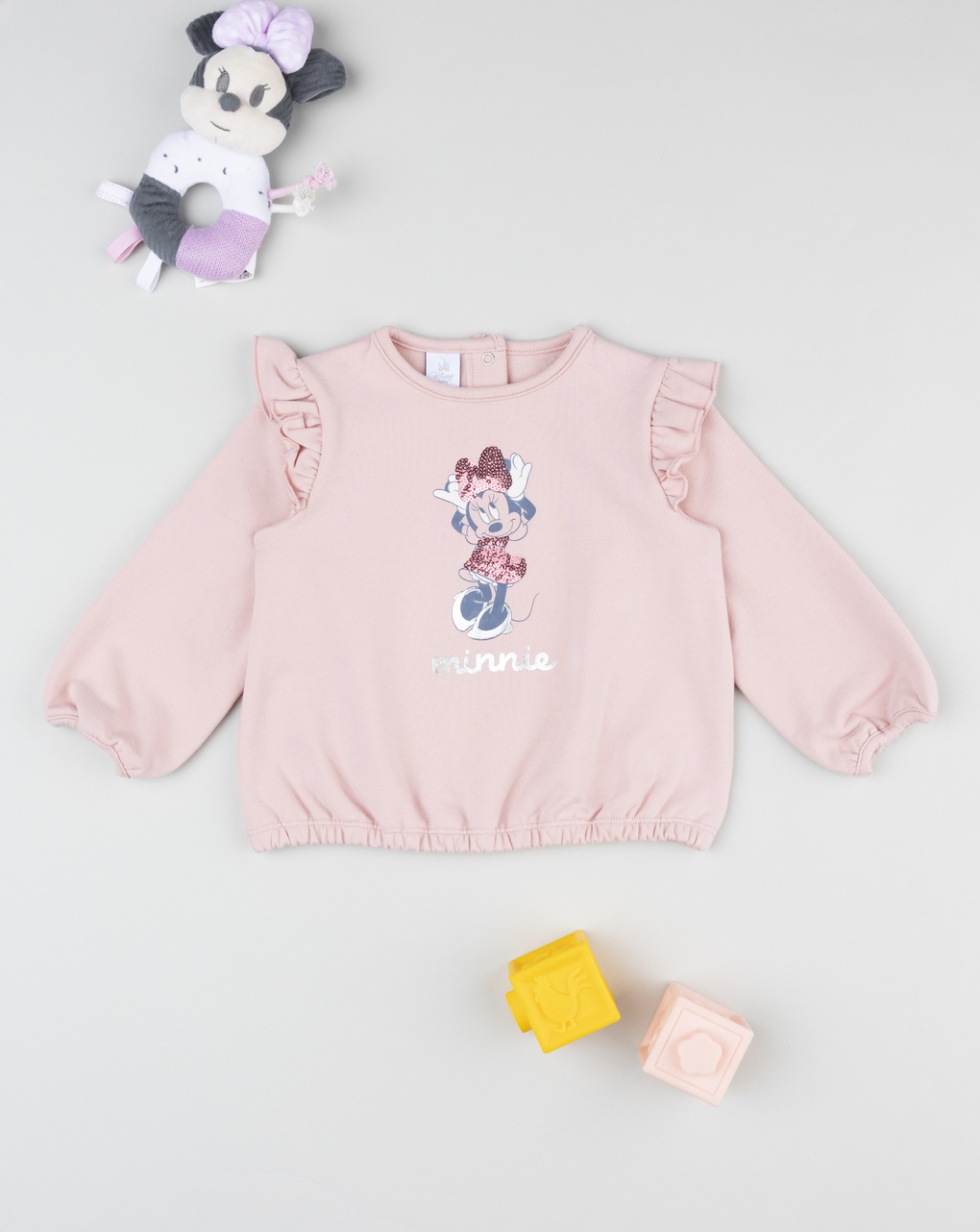 βρεφική μπλούζα φούτερ ροζ minnie για κορίτσι