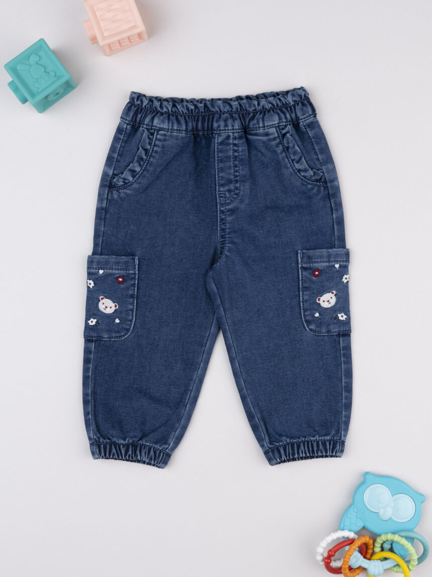 βρεφικό τζιν παντελόνι μπλε με αρκουδάκια για κορίτσι - Prénatal