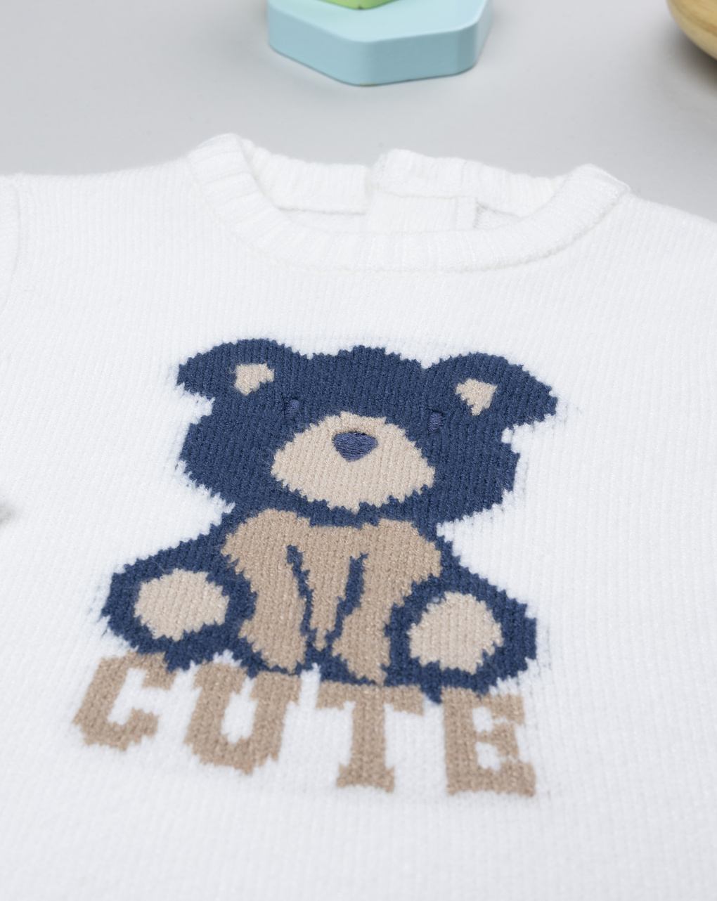 βρεφικό πουλόβερ λευκό cute για αγόρι - Prénatal