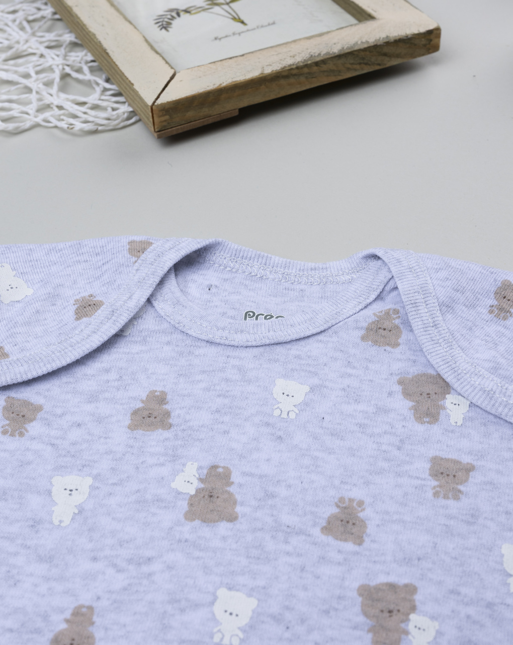 βρεφικό κορμάκι γκρι με αρκουδάκια για αγόρι - Prénatal