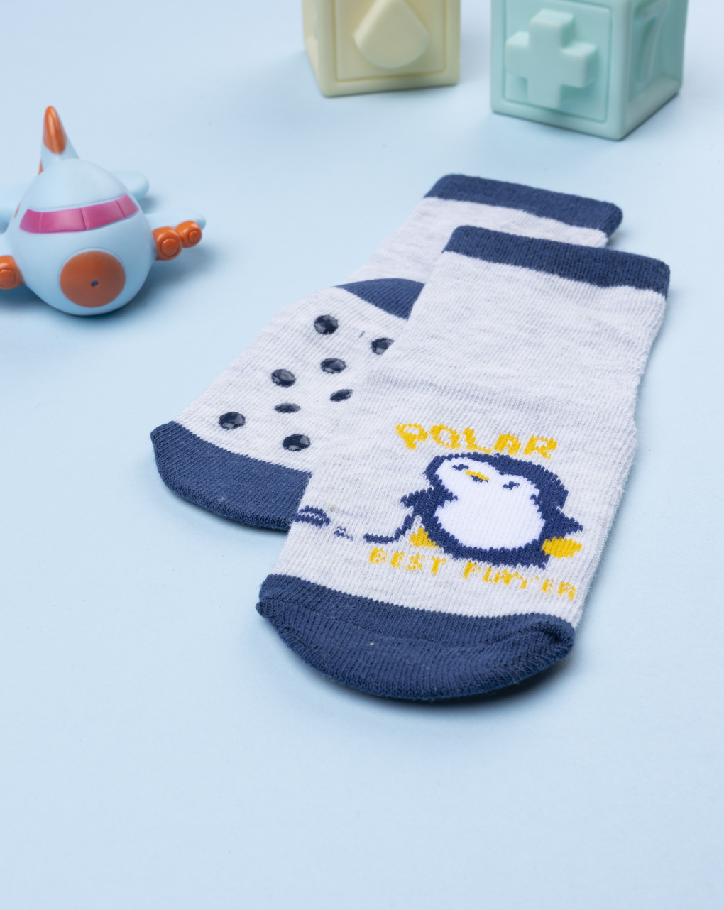 βρεφικές αντιολισθητικές κάλτσες με πιγκουίνο για αγόρι - Prénatal