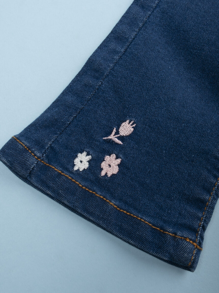 βρεφικό τζιν παντελόνι καμπάνα με λουλούδια για κορίτσι - Prénatal