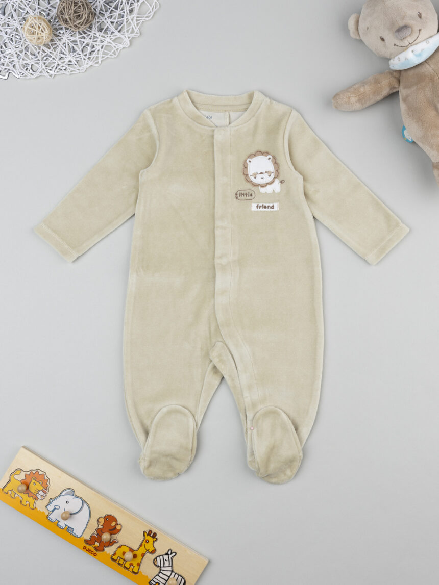 βρεφικό φορμάκι λαδί σενίλ lion για αγόρι - Prénatal