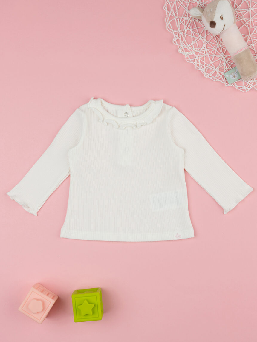 βρεφική μπλούζα λευκή ριμπ για κορίτσι - Prénatal