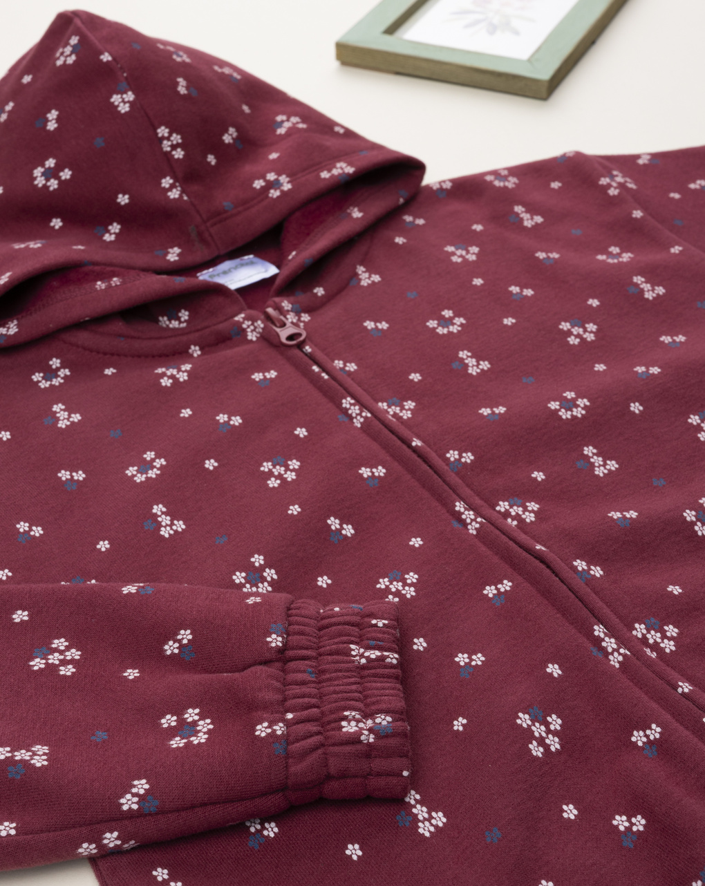 παιδική ζακέτα φούτερ μπορντώ φλοράλ για κορίτσι - Prénatal