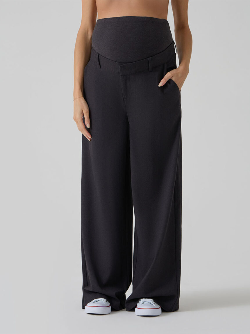 γυναικείο παντελόνι εγκυμοσύνης wide leg γκρι - Prénatal