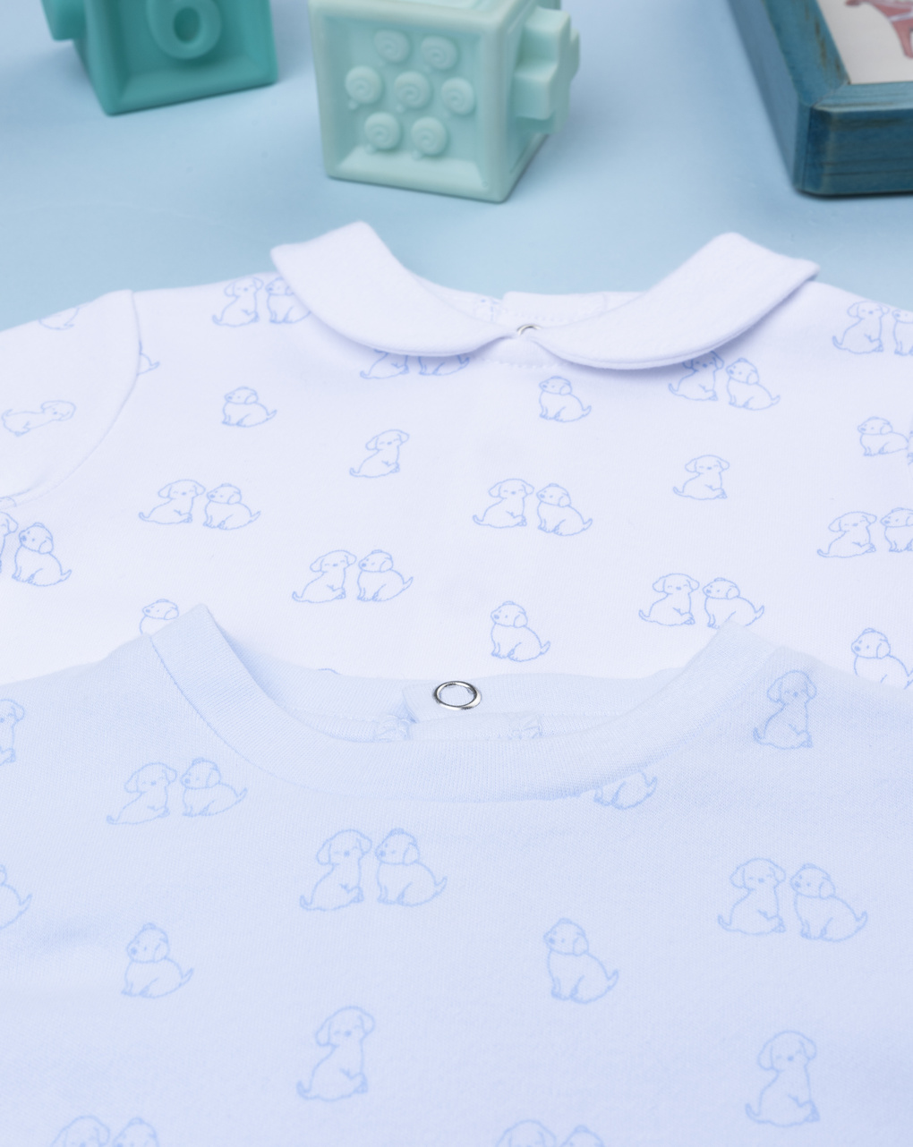 βρεφικά φορμάκια βαμβακερά με σκυλάκια πακέτο x2 για αγόρι - Prénatal