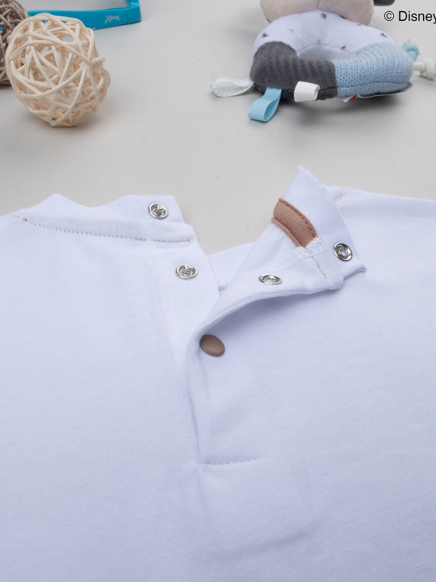 βρεφική μπλούζα λευκή/καφέ mickey για αγόρι - Prénatal